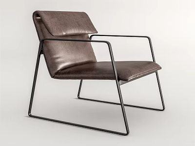 Modern Leather Leisure Chair With Black Metal Frame And Comfortable Design 3d model