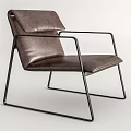 Modern Leather Leisure Chair With Black Metal Frame And Comfortable Design