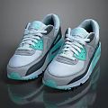 Stylish Modern Gray Turquoise Sneakers With White Laces And Comfortable Design