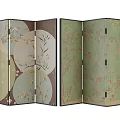 Traditional Chinese Folding Screen With Bamboo And Floral Patterns On Multi Panels 3d model