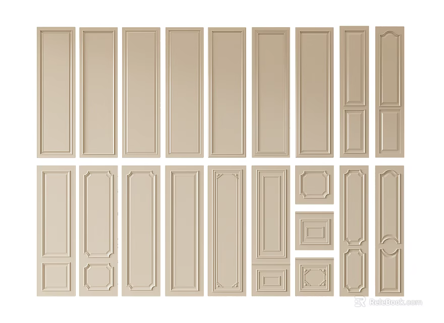 Decorative Wainscoting Panels With Various Designs For Interior Wall Decoration 3d model 