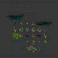 Diverse Collection Of Green Plants With Various Shapes Foliage And Sizes