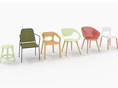 Colorful Modern Dining Chairs In Various Styles And Different Color Designs 3d model