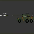 Armored Military Vehicle With Camouflage Coating And Surrounding Missile Units