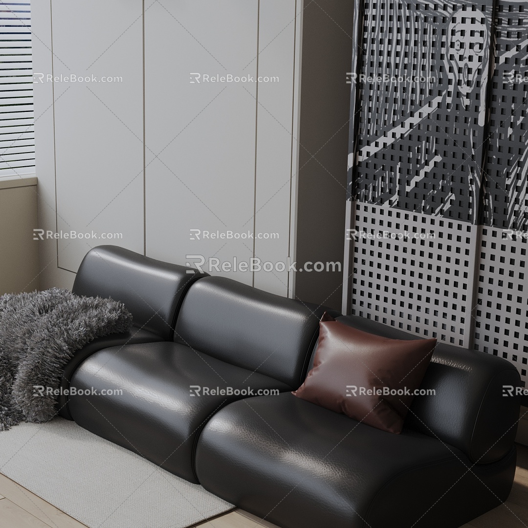 Modern three-seat sofa 3d model