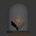 Decorative Home Clock With Intricate Design Transparent Glass Dome And Wooden Base