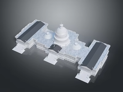 European-style Capitol Hill United States Capitol Building Landscape 3d model