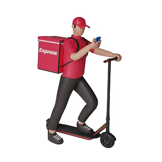 Modern courier delivery man cartoon courier 3d model