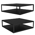 Black Modern Coffee Table With Two Tier Shelf And Sleek Frame Design 3d model