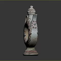 Traditional Decorative Ceramic Wine Bottle With Floral Patterns And Circular Ring Design