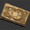 Elegant Stacked Decorative Storage Boxes With Intricate Gold And Blue Patterns