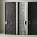 Modern Black Double Door Interior Design With Textured Surface And Golden Handles