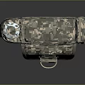 Soldier Wearing Camouflage Backpack With Water Bottle And Tactical Pockets