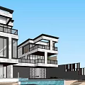 Modern Detached Villa Featuring Large Glass Windows Balconies Swimming Pool And Surrounding Trees