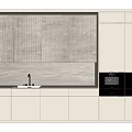 Modern Kitchen Cabinets With Light Wood Grain Panels And Black Oven Appliances
