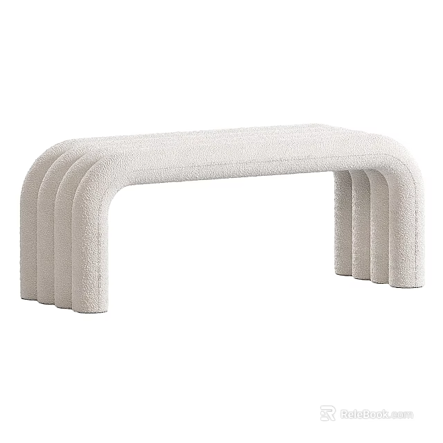 Soft Plush Modern Stool With Curved Design And Arched Legs For Home Decor 3d model 