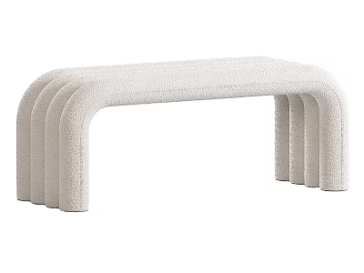 Soft Plush Modern Stool With Curved Design And Arched Legs For Home Decor 3d model
