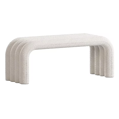 Soft Plush Modern Stool With Curved Design And Arched Legs For Home Decor 3d model