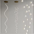 Different Styles of White Chandeliers with Spiral Beaded and Vertical Spherical Patterns on Gray Wall