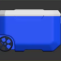 Durable Blue And White Portable Cooler Box With Wheels And Handle 3d model