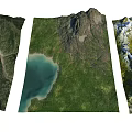 Garden Landscape Featuring Natural Terrain Lakes Mountains And Lush Vegetation