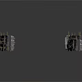 3D Model of Cosmic Spaceship with Modular Metal Structure and Station Components