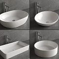 Modern Minimalist Bathroom Washbasin with Oval Rectangular Round Shapes Ceramic Finish and Chrome Faucet