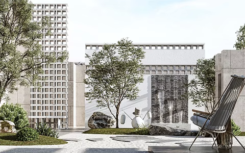 Modern courtyard landscape 3d model