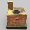 Red Brick Square Stove With Chimney Practical Design For Household Living Supplies