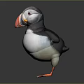 Soft Puffin Plush Toy With Black White Feathers And Orange Beak Feet