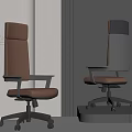 Modern Office Chair Design Brown And Gray Leather With Adjustable Armrests And Rolling Wheels