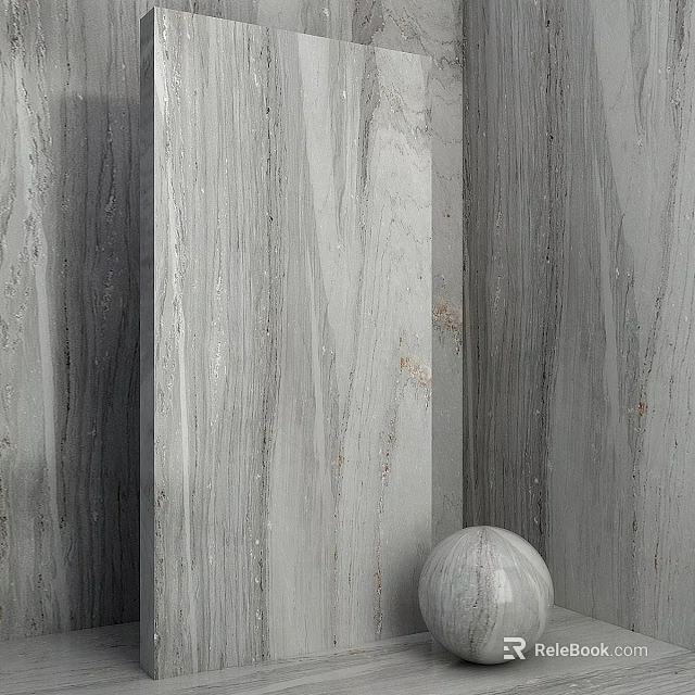 Modern Component With Gray Wood Grain Texture And Spherical Decoration 3d model