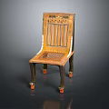 Egyptian Style Single Chair Featuring Striped Decorative Backrest And Animal Claw Legs With Orange Feet