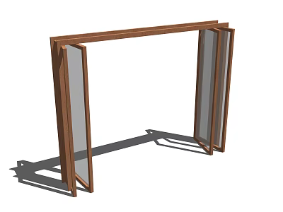 Folding Doors With Wooden Frame And Glass Panels For Indoor Space Design 3d model