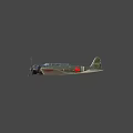 Vintage Green Fighter Plane With Red Circle Markings On Wings Front Propeller And Dark Background