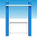 Outdoor Fitness Equipment With Blue Posts White Bar And Roller For Exercise
