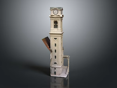 Clock Tower Architectural Model Kit With Bell Tower Design Inclined Roof And Detailed Structure 3d model