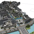 Traditional Commercial Street Featuring Waterfront Plaza Pedestrian Areas And Classic Buildings