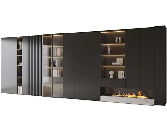 Modern Full Wall Bookcase Living Room Bookcase 3d model