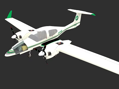 White And Green Flying Car With Dual Propellers And Black Background 3d model