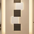 Modern Entryway Hallway Interior Design With Wall Decor Lighted Square Dark And Light Panels 3d model