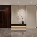 Elegant Modern Reception Room Interior Design With Marble Floor Round Light And Decorative Vase 3d model