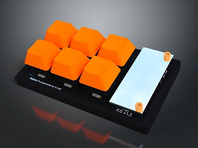 Mechanical Computer Keyboard with Orange Keycaps and Black Base K6 Pro Model 3d model