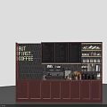 Red Wine Cabinet With Glass Doors And Storage Shelves For Home Bar