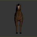 Realistic Brown Horse 3D Model Standing With Gray Background And Detailed Design