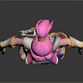 Pink Haired Elf Game Movie Character With Blue Pink Skirt White Gloves And Boots