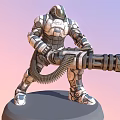 Armored Sci Fi Character With Large Weapon 3D Model On Display Base 3d model
