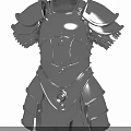Black Metal Medieval Weapon Armor With Scaled Shoulder Plates And Chest Design