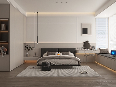 Simple Cream Style Bedroom model