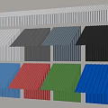 Corrugated Metal Roofing Panels As Architectural Components In Various Colors 3d model